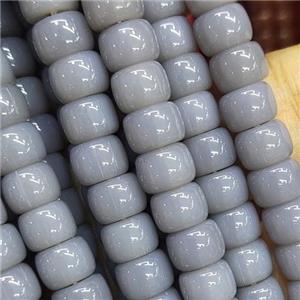 gray Jadeite Glass beads, barrel, approx 8mm