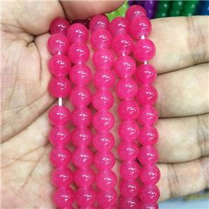 round Jadeite Glass beads, hotpink, approx 10mm dia