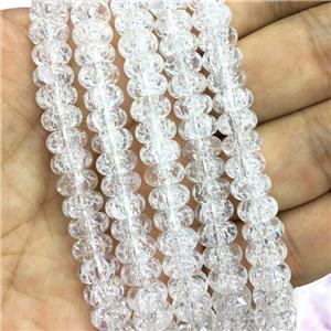 white Crackle Crystal Glass rondelle beads, approx 5x8mm