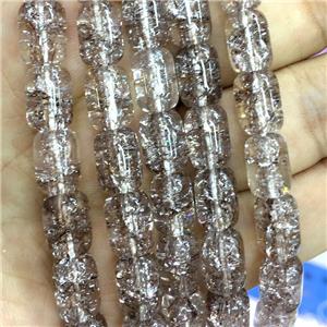 smoky Crackle Crystal Glass barrel beads, approx 8x11mm