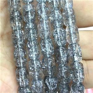 Crackle Crystal Glass barrel beads, approx 8x11mm