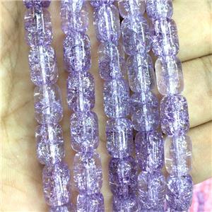 lilac Crackle Crystal Glass barrel beads, approx 8x11mm