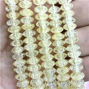 lt.gold Crackle Crystal Glass bicone beads, approx 4x8mm