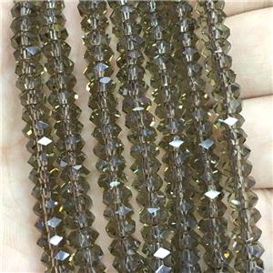 smoky Crystal Glass beads, faceted rondelle, approx 3x6mm