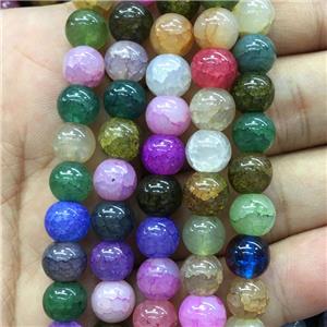 Crackle Glass round Beads, mixed color, approx 10mm dia