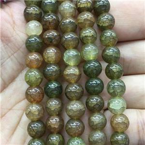 green Crackle Glass round Beads, approx 10mm dia