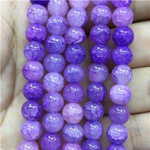 lilac Crackle Glass round Beads, approx 12mm dia