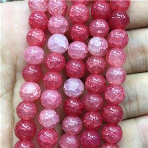 red Crackle Glass round Beads, approx 12mm dia
