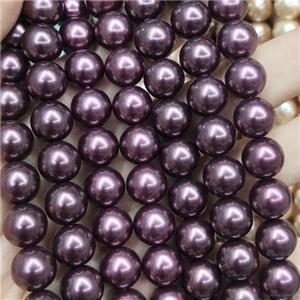 purple Pearlized Glass Beads, round, approx 8mm, 52pcs per st