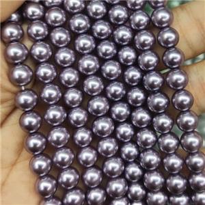 darkgray Pearlized Glass Beads, round, approx 8mm, 52pcs per st