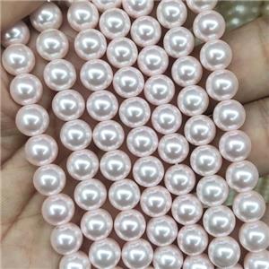 lt.pink Pearlized Glass Beads, round, approx 8mm, 52pcs per st