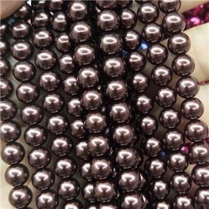 deepCoffee Pearlized Glass Beads, round, approx 6mm dia, 70pcs per st