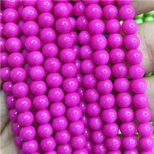 hotpink Lacquered Glass Beads, round, approx 6mm dia, 70pcs per st
