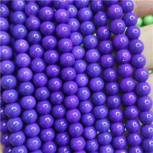 lavender fire Lacquered Glass Beads, round, approx 8mm dia, 52pcs per st