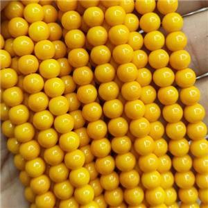 orange Lacquered Glass Beads, round, approx 8mm dia, 52pcs per st