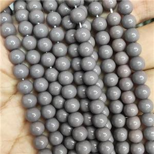 gray Lacquered Glass Beads, round, approx 8mm dia, 52pcs per st