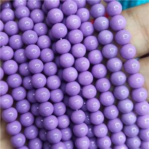 lavender fire Lacquered Glass Beads, round, approx 6mm dia, 70pcs per st