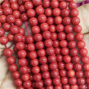 redCoral fire Lacquered Glass Beads, round, approx 8mm dia, 52pcs per st