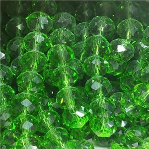 Green Chinese Crystal Glass Beads Faceted Rondelle, approx 8mm, 68pcs per st