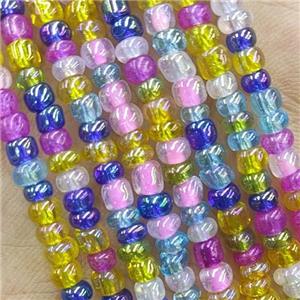 Mixed Color Lampwork Glass Rondelle Beads Electroplated, approx 4mm