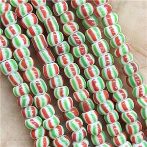 GreenRed Lampwork Rondelle Beads, approx 4mm