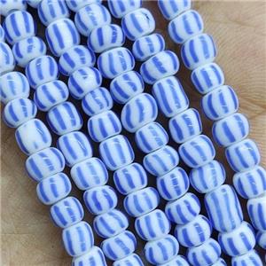 Blue Lampwork Rondelle Beads, approx 4mm
