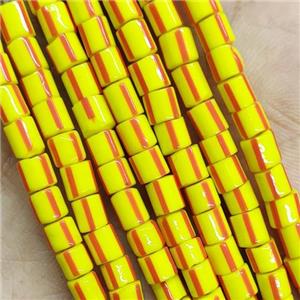 Yellow Lampwork Glass Tube Beads, approx 4mm