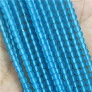 Blue Glass Seed Beads Round Matte, approx 2.7mm