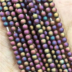 Purple Glass Seed Beads Round Matte, approx 2.7mm