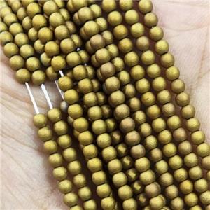 Golden Glass Seed Beads Round Matte, approx 2.7mm
