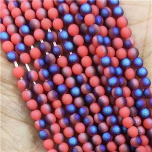 RedBlue Glass Seed Beads Round Matte, approx 2.7mm