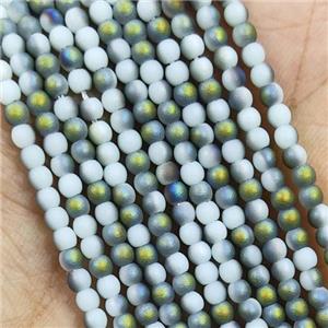 WhiteGreen Glass Seed Beads Round Matte, approx 2.7mm