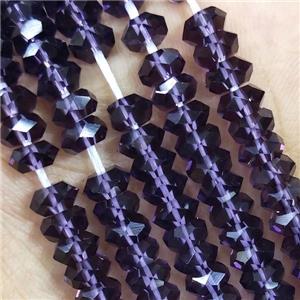 Purple Crystal Glass Beads Faceted Rondelle, approx 3x6mm