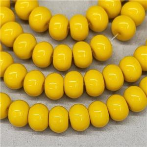 Yellow Jadeite Glass Rondelle Beads, approx 10mm, 50pcs per st