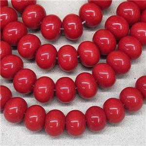 Red Jadeite Glass Rondelle Beads, approx 10mm, 50pcs per st