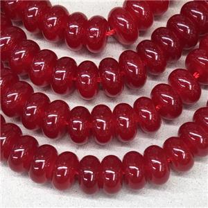 Jadeite Glass Rondelle Beads Red, approx 10mm, 50pcs per st
