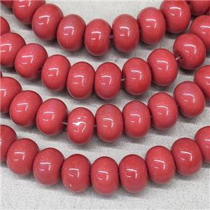 Red Jadeite Glass Rondelle Beads, approx 10mm, 50pcs per st