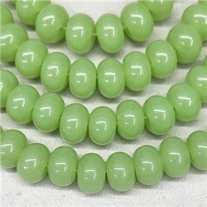 Green Jadeite Glass Rondelle Beads, approx 10mm, 50pcs per st