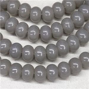 Grey Jadeite Glass Rondelle Beads, approx 10mm, 50pcs per st