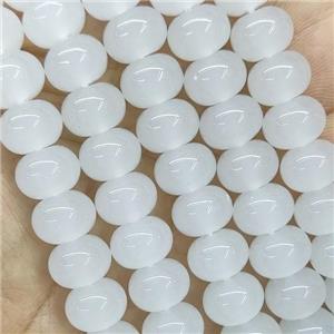 White Jadeite Glass Rondelle Beads Smooth, approx 10mm, 50pcs per st