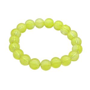 Olive Crystal Glass Bracelet Stretchy Smooth Round, approx 10mm dia