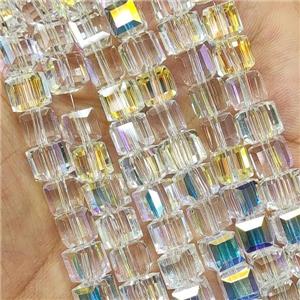 Crystal Glass Beads Faceted Cube, approx 8mm, 100pcs per st