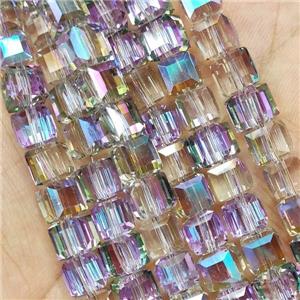 Crystal Glass Beads Faceted Cube, approx 8mm, 100pcs per st