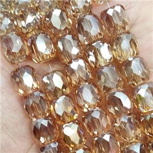 Champagne Crystal Glass Beads Faceted Barrel, approx 10mm, 50pcs per st