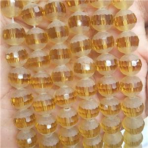 Round Golden Crystal Glass Beads Matte Faceted, approx 10mm dia