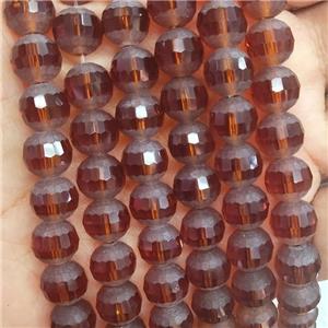 Round Orangeamber Crystal Glass Beads Matte Faceted, approx 10mm dia