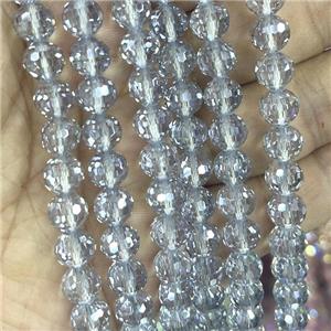 Crystal Glass Beads Faceted Round Silvergray, approx 8mm dia, 48pcs per st