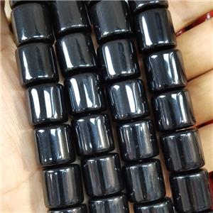 Black Resin Column Beads, approx 16-17mm