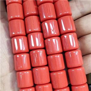 Pink Resin Column Beads, approx 16-17mm