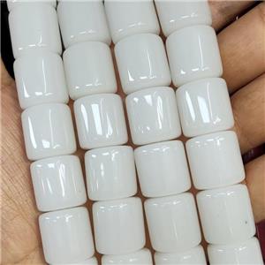 White Resin Column Beads, approx 16-17mm